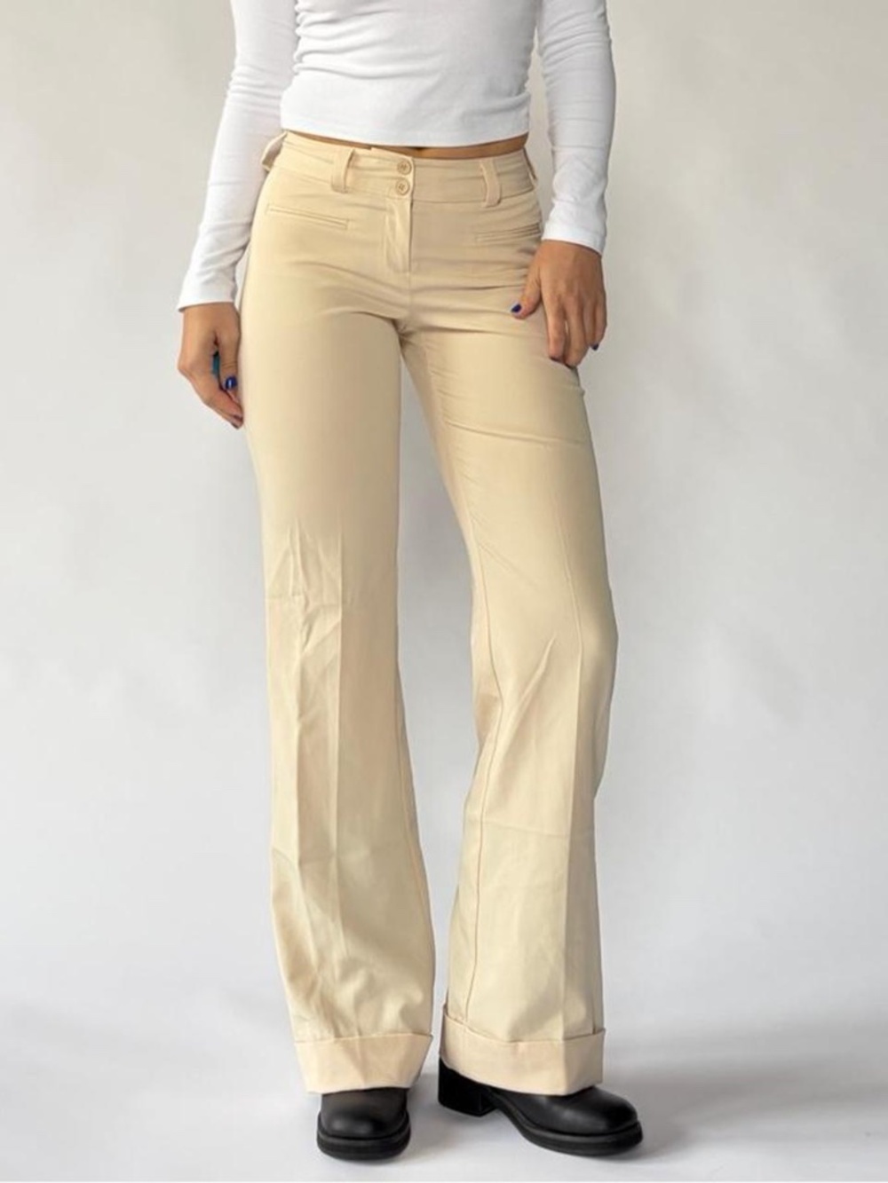 Low Rise Flare Trousers Cream Bobby J NWT 5/6